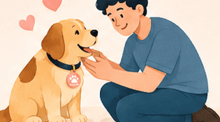 Tutor reencontrando cachorro com pingente Aulerta